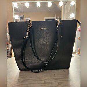 Calvin Klein Black Leather Tote Bag